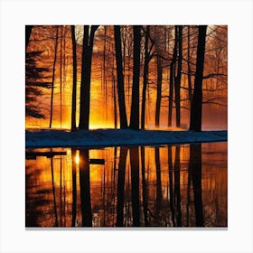 Sunrise In The Woods Canvas Print