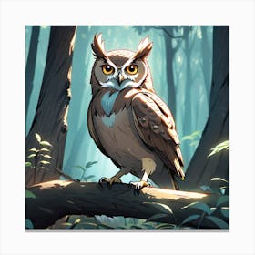 Owl In The Forest 30 Canvas Print