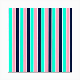 Stripes in Mint, Navy, and Pink Canvas Print