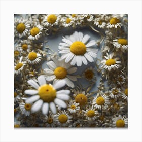 Frame Created From Chamomile On Edges And Nothing In Middle Haze Ultra Detailed Film Photography (5) Canvas Print