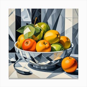 Fruit Bowl Monochrome Background Canvas Print