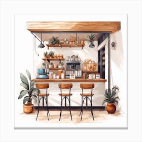 Coffee Shop Illustration Canvas Print