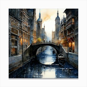 Brussels Canal Canvas Print