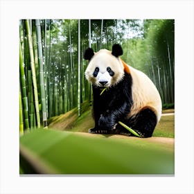 Panda Bear In Bamboo Forest 7 Canvas Print