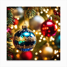 Christmas Ornaments On A Christmas Tree 1 Canvas Print