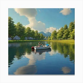 Boat On A Lake 2 Canvas Print