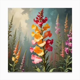 Snapdragon Floral Botanical Vintage Poster Flower Art Print 2 Canvas Print