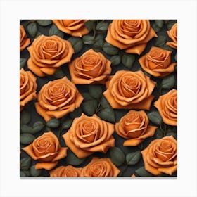 Orange Roses Seamless Pattern 3 Canvas Print