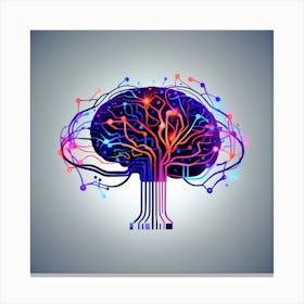 Brain With Circuits Canvas Print