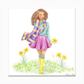 Girl with Daffodils 1 Canvas Print