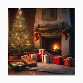 Christmas Tree With Presents 38 Canvas Print