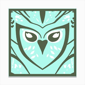 Chic Owl Green And Duck Egg Blue Canvas Print
