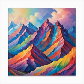 Rainbow Color Mountains Art Print 1 Canvas Print