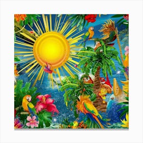 Tropical Parrots Canvas Print