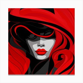 Red Woman In A Hat Canvas Print