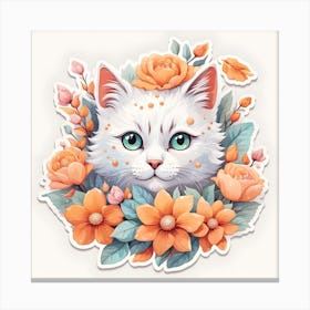 Cat With Flowers Canvas Print