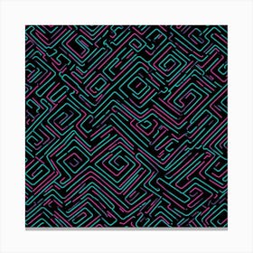 Neon Maze Pattern Canvas Print