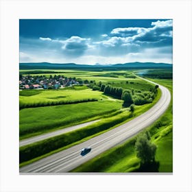 Nature Transportation City Summer Highway Expressway Grass Hill Traffic Country Up High G (5) Canvas Print