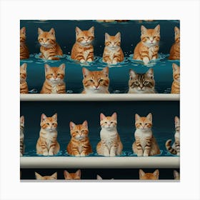 Cats In The Water Canvas Print