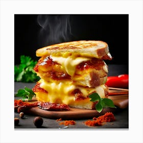 Grilled Cheese Sandwich On A Plate 1 Canvas Print