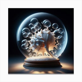 Sea Shell In A Snow Globe 1 Canvas Print