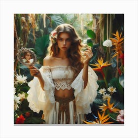 Mermaid In The Forest Canvas Print