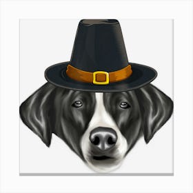 Pointer Wearing Pilgrim Hat Thanksgiving Canvas Print