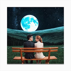 Couple Sitting On A Bench 12 Canvas Print