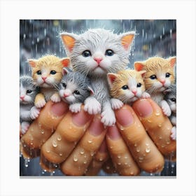 Kittens In Rain 1 Canvas Print