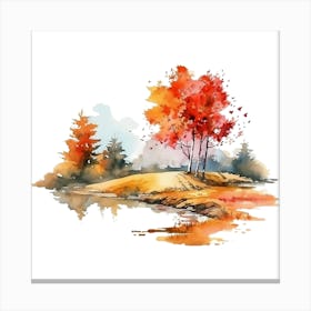 Watercolor Autumn Trees 3 Canvas Print