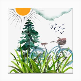 Bicycle In The Grass Canvas Print