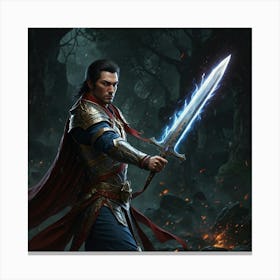 Man Holding A Sword Canvas Print