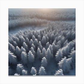 Aerial View Of Snowy Forest 9 Canvas Print