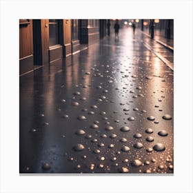 Rain Drops On A Wet Street Canvas Print