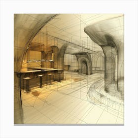 Sketch Of A Kitchen Canvas Print