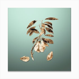 Gold Botanical Plum on Mint Green Canvas Print