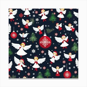 Angels And Snowflakes Canvas Print