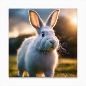 White Rabbit At Sunset Canvas Print