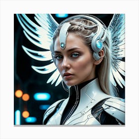 Futuristic Woman With Wings Canvas Print