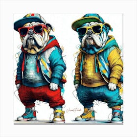 Urban Bulldog Twins Canvas Print