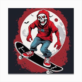 Halloween Zombi An A Skateboard Painting (11) Canvas Print