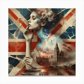 A british flag, a woman 2 Canvas Print