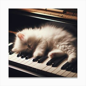 Kitten Sleeping On Piano Canvas Print