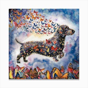 Dachshund With Butterflies Canvas Print