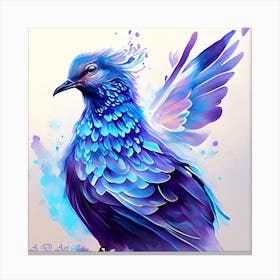 Water Painting-of-a-beautifully-designed-Blue Crowned Pigeon Canvas Print