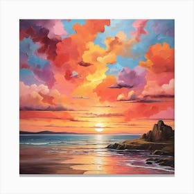 Sunset On The Beach \ Acrylic colours 2 Canvas Print