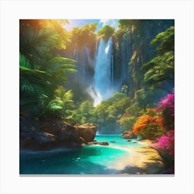 Waterfall In The Jungle 33 Canvas Print