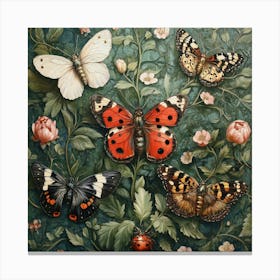 Butterflies And Flowers Art 2 Canvas Print