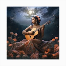 Mexican Girl With Guitar Canvas Print