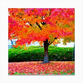 Anecdote Of An Autumnal Oak Tree Bathed In Brilliant Violet Hues In A Mid September Setting Leaves (5) Canvas Print